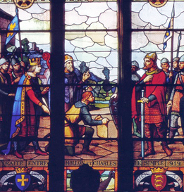 Traité de Saint Clair sur Epte, vitrail de l'église de St Pierre sur Epte